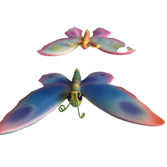 Colorful Metal Ceramic Butterfly & Dragonfly Wall Decor Set Wall Hanging - Picture 15 of 16